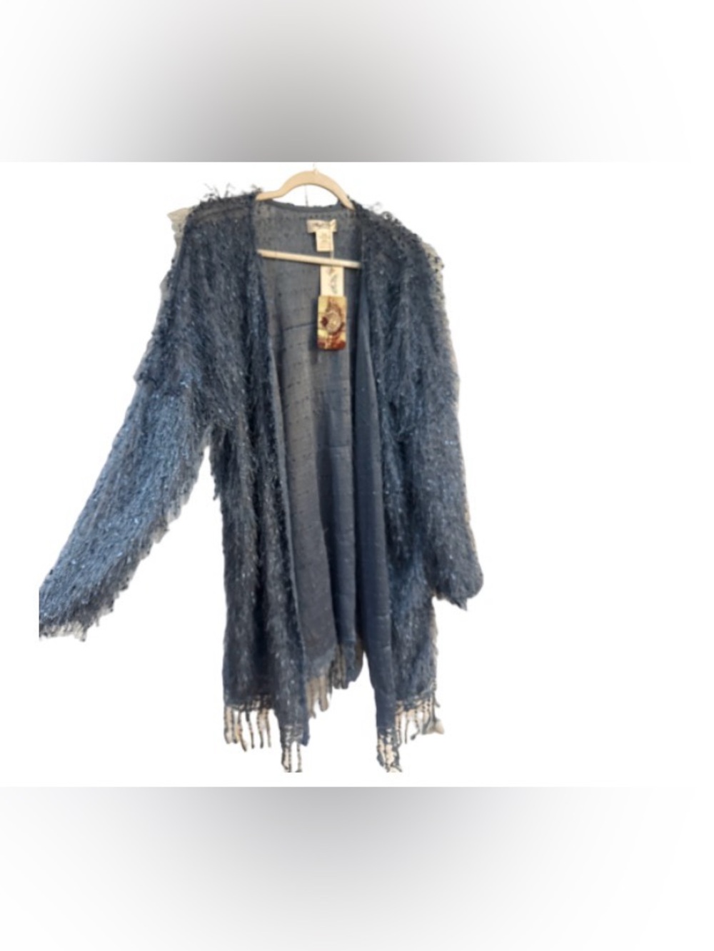 Eyelash confetti blue Open-Front Fringe Women’s Cardigan